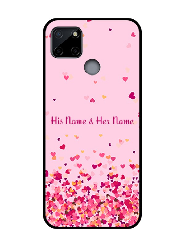 Custom Realme C12 Custom Metal Phone Case - Floating Hearts Design