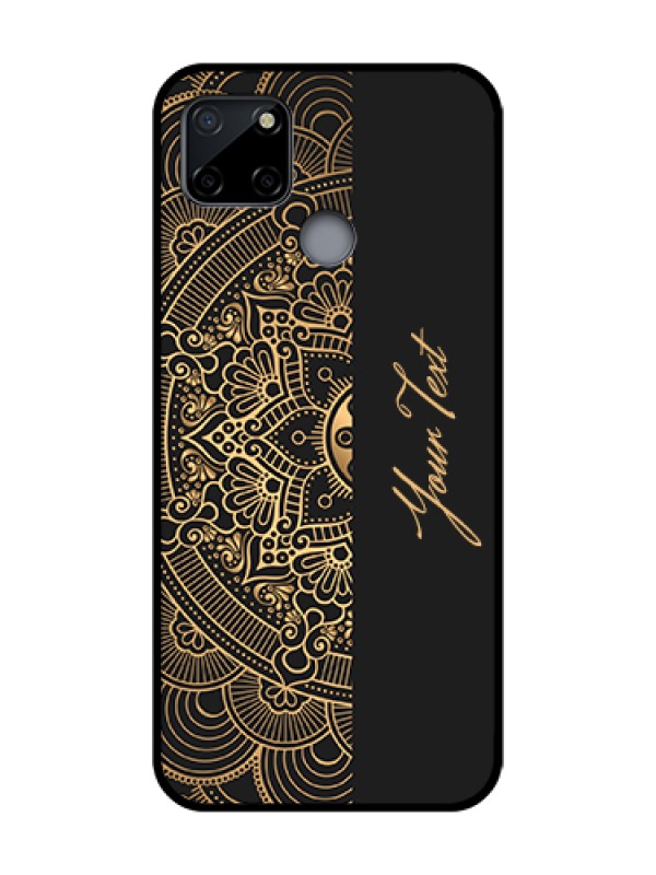 Custom Realme C12 Custom Metal Phone Case - Mandala Art With Custom Text Design