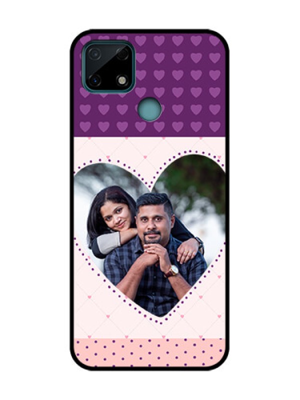 Custom Realme C25 Custom Metal Phone Case - Violet Love Dots Design