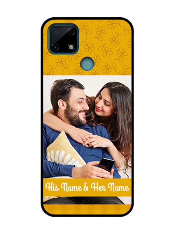 Custom Realme C25 Custom Metal Phone Case - Yellow Floral Design