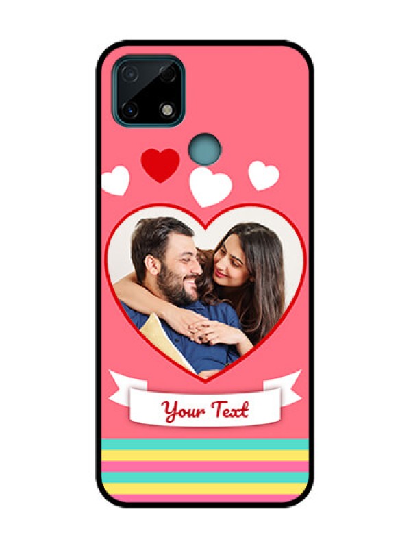 Custom Realme C25 Custom Metal Phone Case - Love Shapes Doodle Design