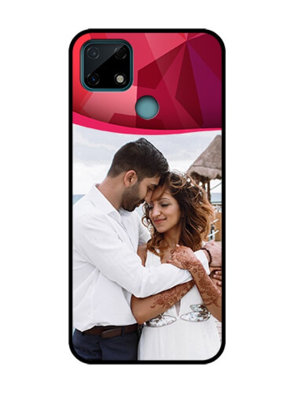 Custom Realme C25 Custom Metal Phone Case - Red Abstract Design