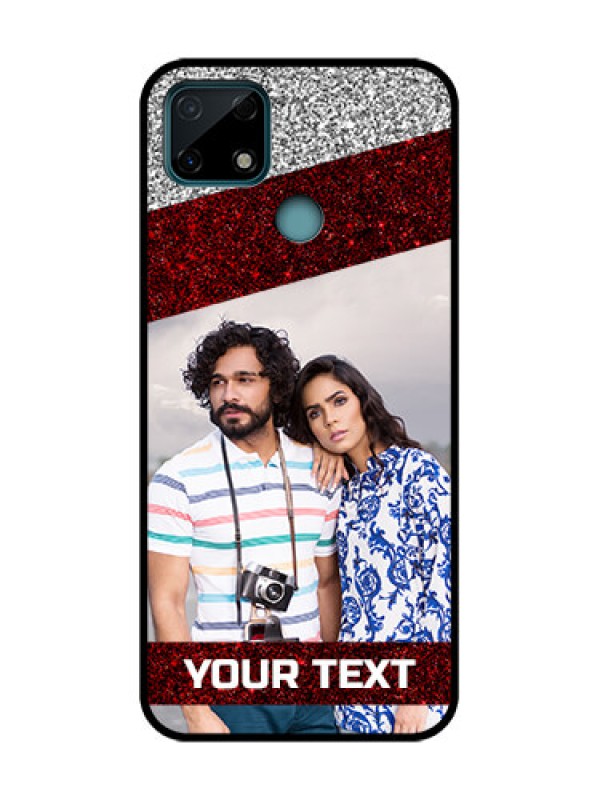Custom Realme C25 Custom Metal Phone Case - Image Holder With Glitter Strip Design