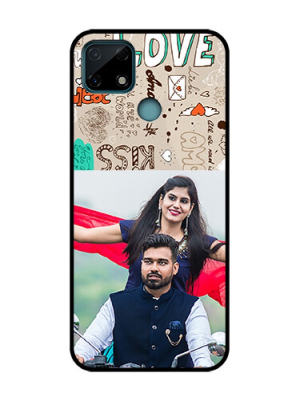 Custom Realme C25 Custom Metal Phone Case - Love Doodle Pattern
