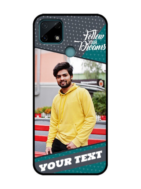 Custom Realme C25 Custom Metal Phone Case - Background Pattern Design With Quote
