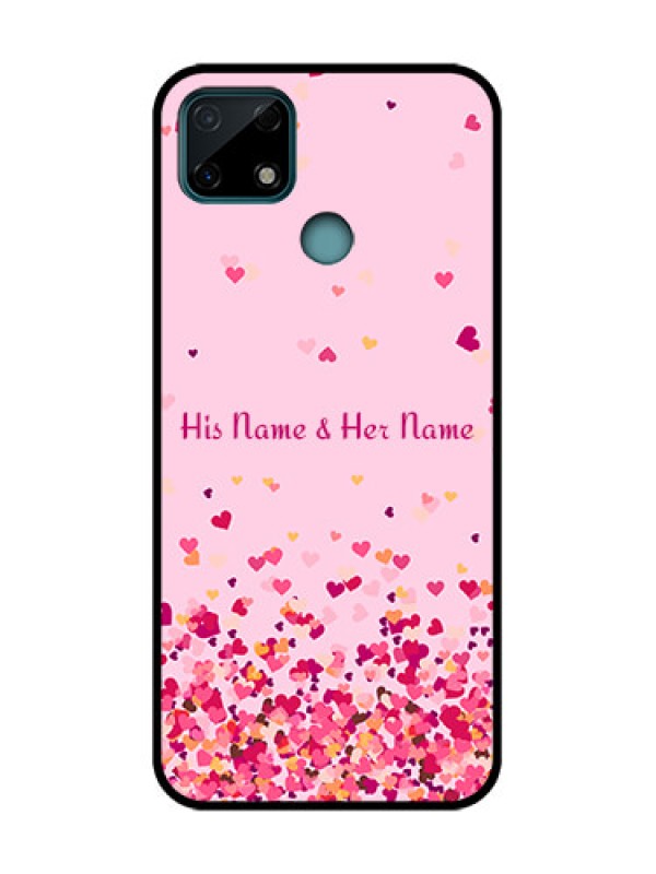 Custom Realme C25 Custom Metal Phone Case - Floating Hearts Design