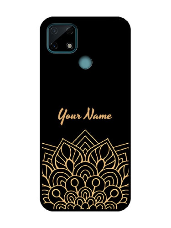 Custom Realme C25 Custom Metal Phone Case - Golden Mandala Design