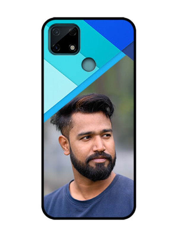 Custom Realme C25s Custom Metal Phone Case - Blue Pattern Design