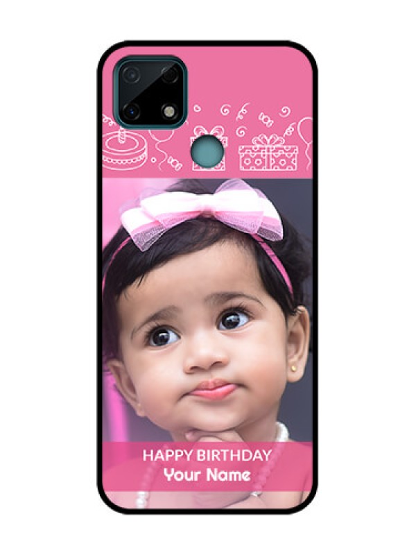 Custom Realme C25s Custom Metal Phone Case - With Birthday Line Art Design