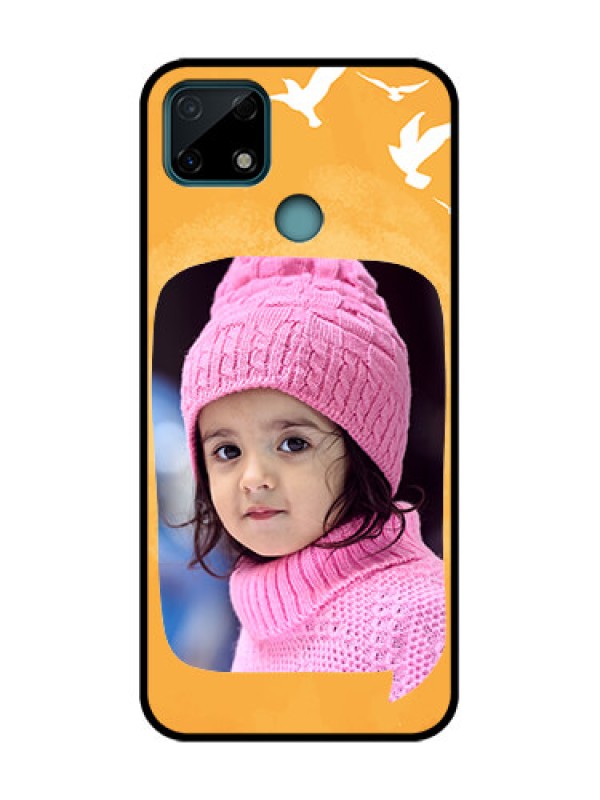 Custom Realme C25s Custom Metal Phone Case - Water Color Design With Bird Icons