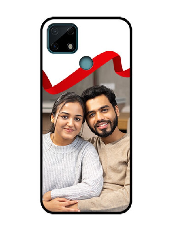 Custom Realme C25s Custom Metal Phone Case - Red Ribbon Frame Design