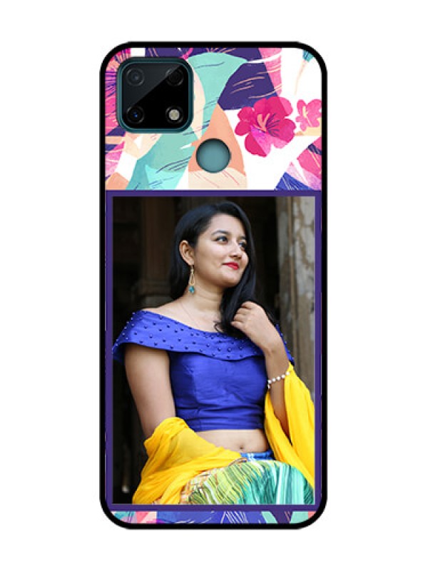 Custom Realme C25s Custom Metal Phone Case - Abstract Floral Design