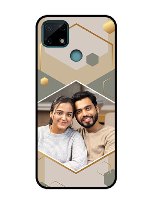Custom Realme C25s Custom Metal Phone Case - Stylish Hexagon Pattern Design