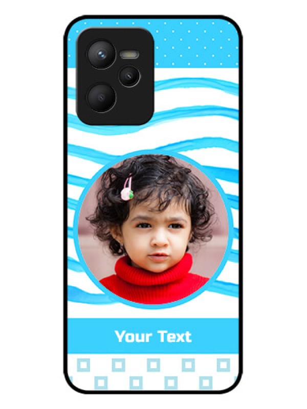 Custom Realme C35 Custom Metal Phone CaseSimple Blue Case Design