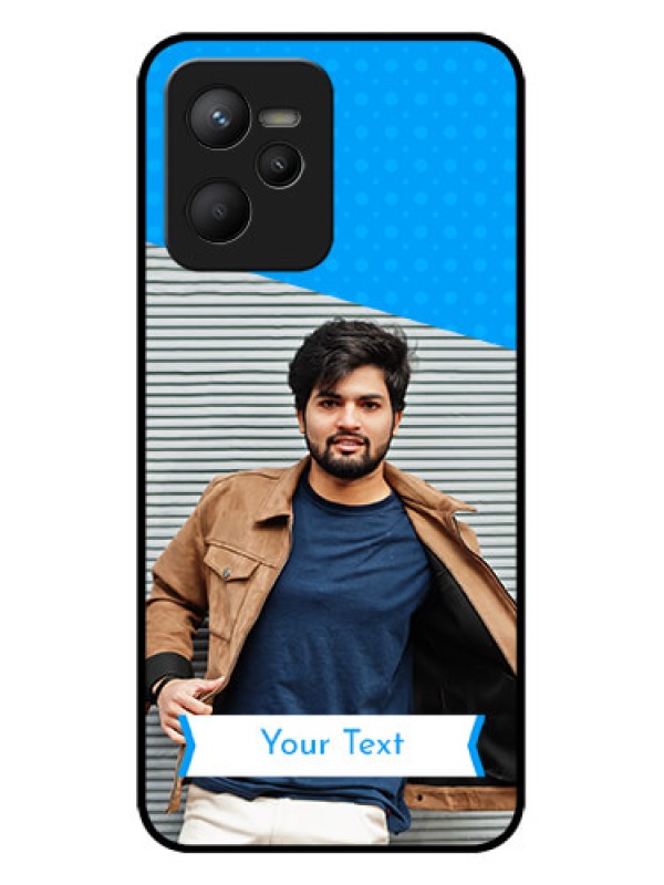 Custom Realme C35 Custom Metal Phone CaseSimple Blue Color Design