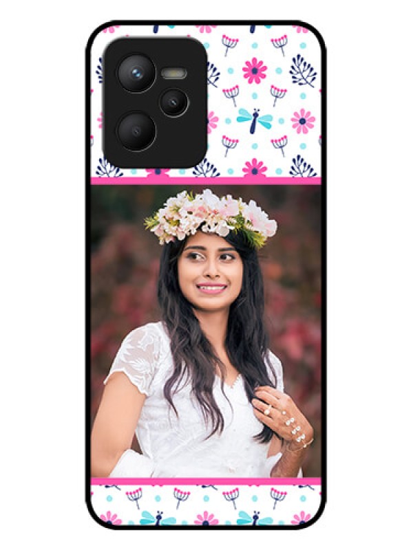 Custom Realme C35 Custom Metal Phone CaseColorful Flower Design