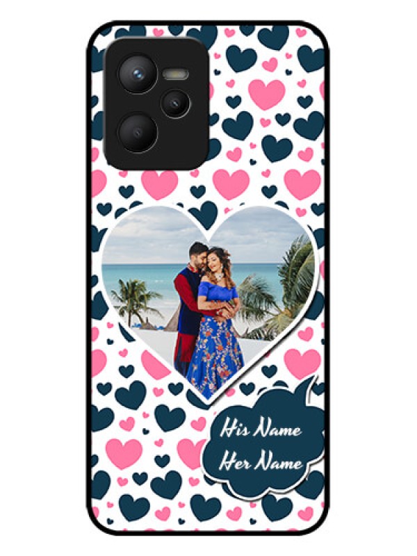 Custom Realme C35 Custom Metal Phone CasePink and Blue Heart Design