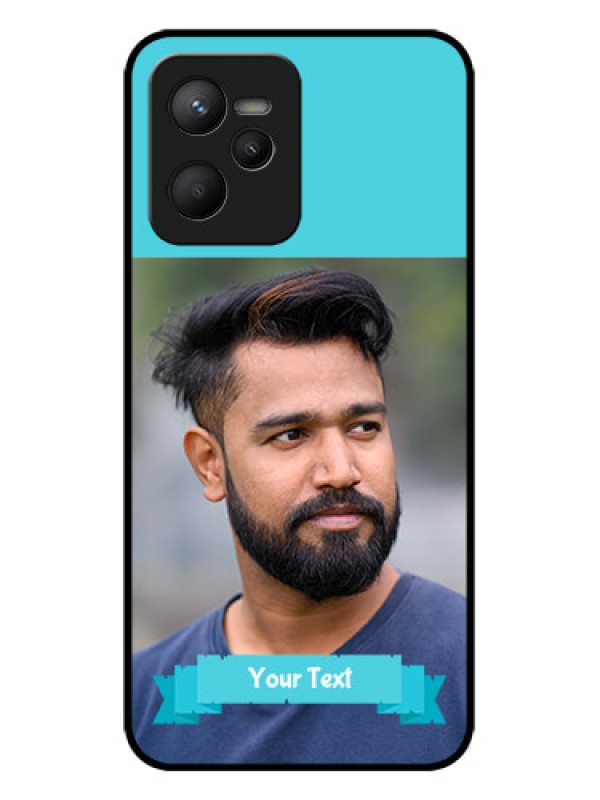 Custom Realme C35 Custom Metal Phone CaseBlue Color Design