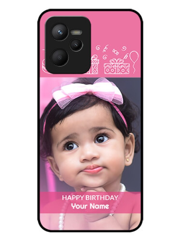 Custom Realme C35 Custom Metal Phone CaseWith Birthday Line Art Design