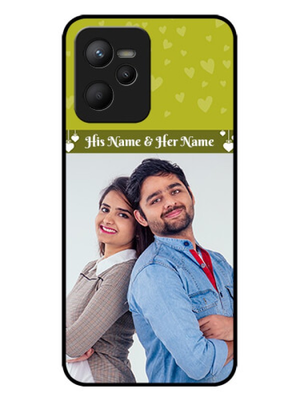 Custom Realme C35 Custom Metal Phone CaseYou and Me Heart Design