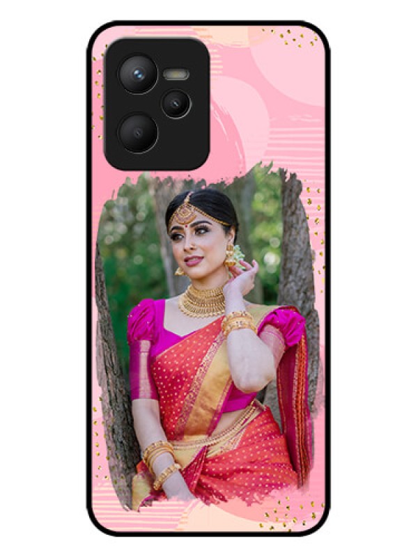 Custom Realme C35 Custom Metal Phone CaseGold Glitter Splash Design