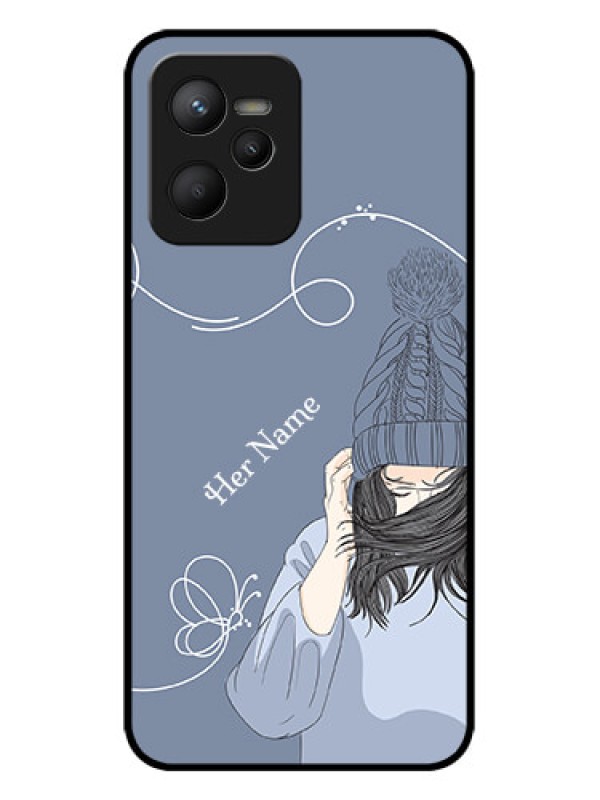 Custom Realme C35 Custom Metal Phone CaseGirl In Winter Outfit Design