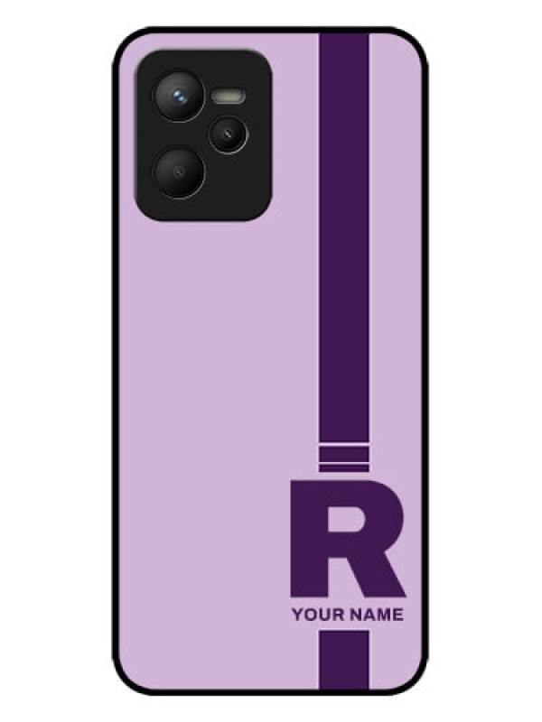 Custom Realme C35 Custom Metal Phone CaseSimple Dual Tone Stripe With Name Design