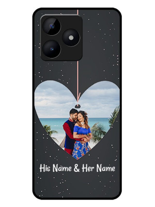 Custom Realme C51 Custom Metal Phone Case - Hanging Heart Design