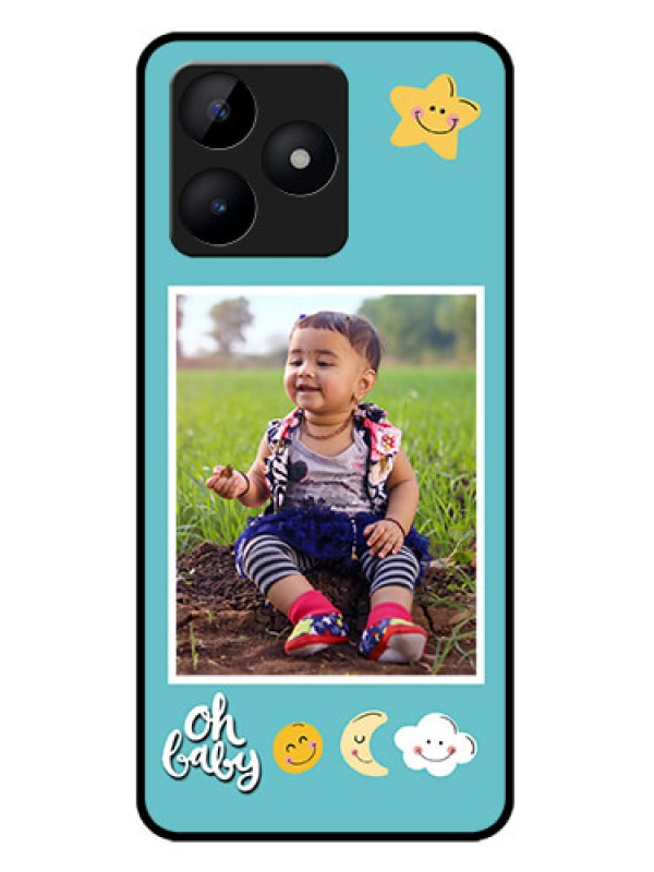 Custom Realme C51 Custom Metal Phone Case - Smiley Kids Stars Design