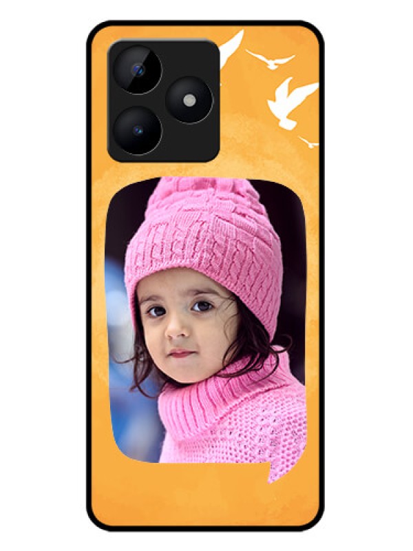 Custom Realme C51 Custom Metal Phone Case - Water Color Design With Bird Icons