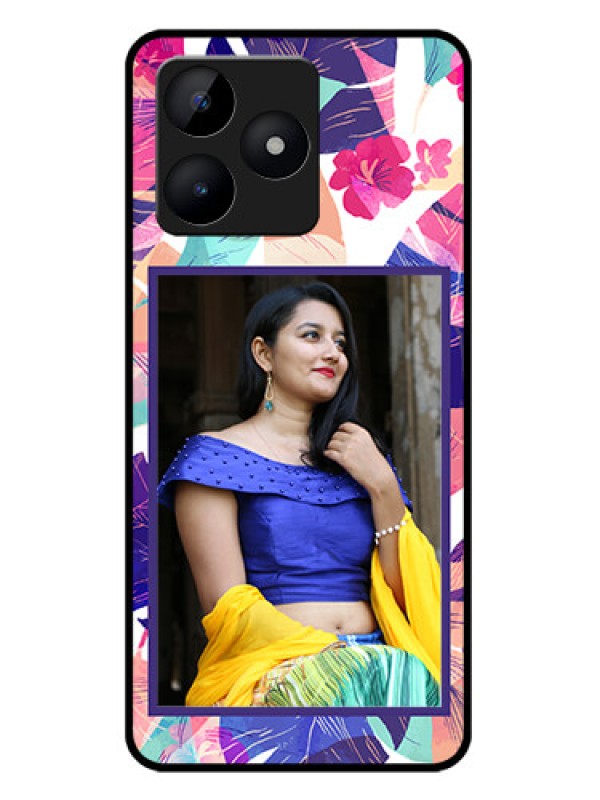 Custom Realme C51 Custom Metal Phone Case - Abstract Floral Design