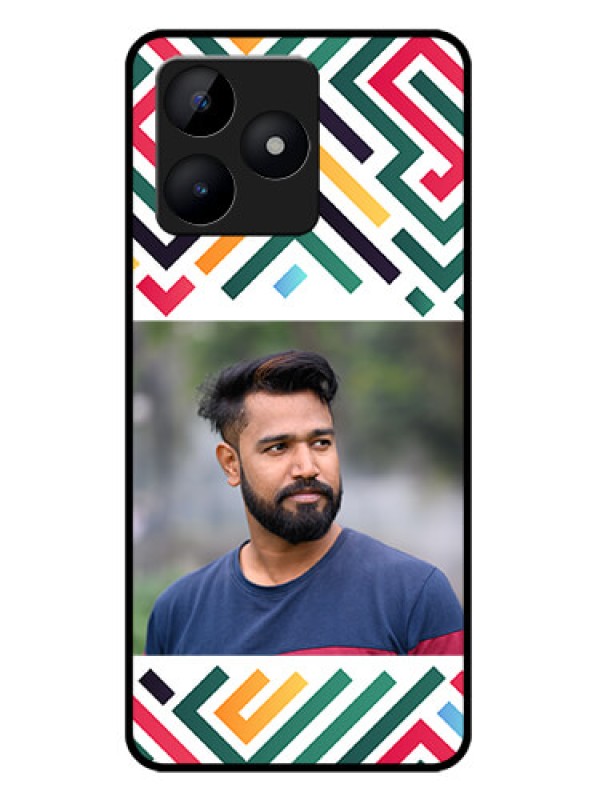 Custom Realme C51 Custom Metal Phone Case - Colorful Maze Pattern Design