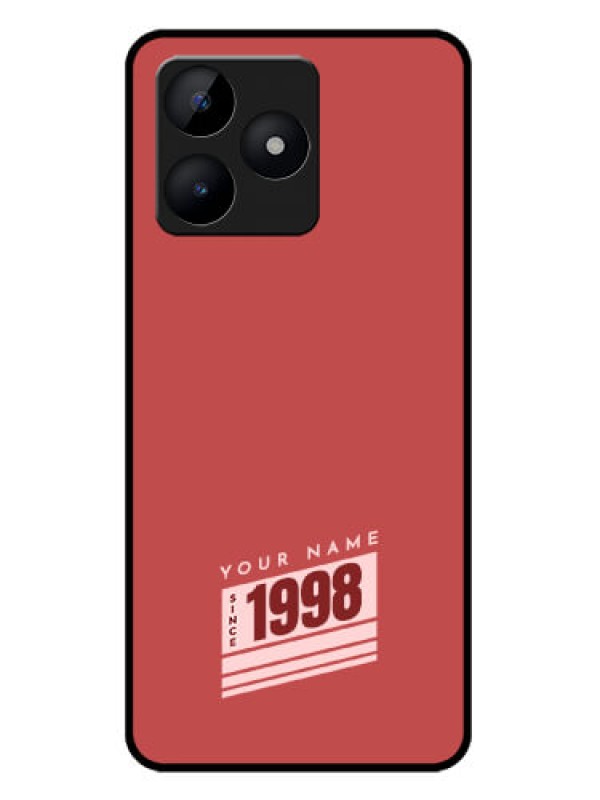 Custom Realme C51 Custom Metal Phone Case - Red Custom Year Of Birth Design
