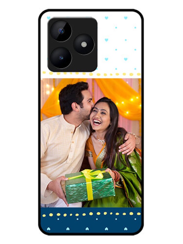 Custom Realme C53 Custom Metal Phone CaseWhite And Blue Abstract Design