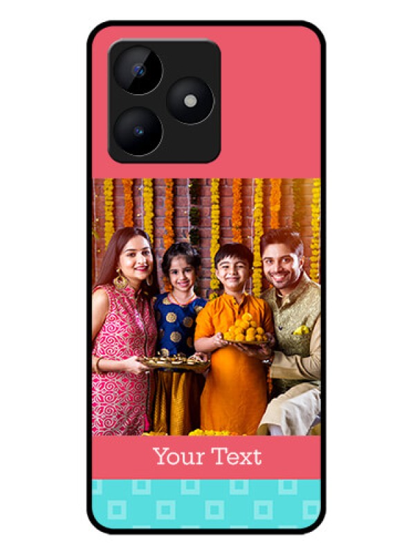 Custom Realme C53 Custom Metal Phone CasePeach and Blue Color Design