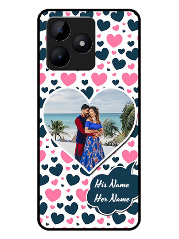 Custom Realme C53 Custom Metal Phone CasePink and Blue Heart Design