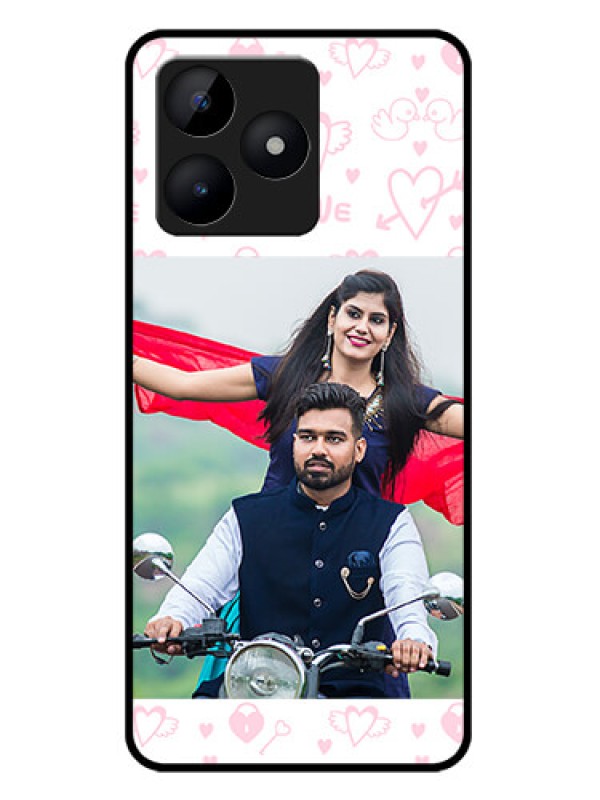 Custom Realme C53 Custom Metal Phone CasePink Flying Heart Design
