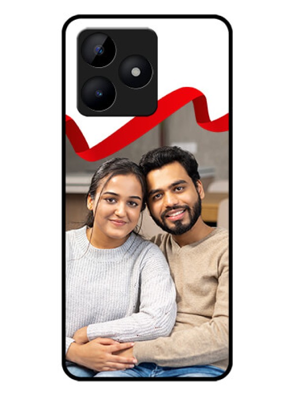 Custom Realme C53 Custom Metal Phone CaseRed Ribbon Frame Design