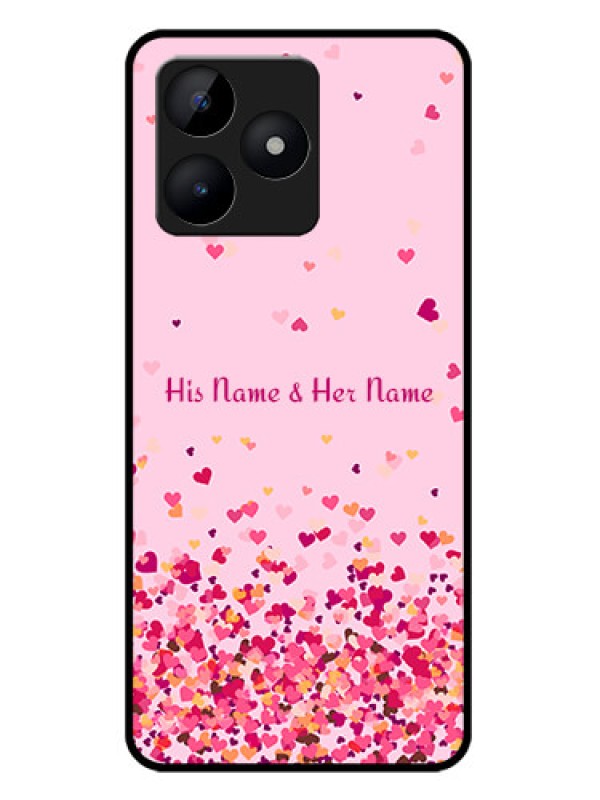 Custom Realme C53 Custom Metal Phone CaseFloating Hearts Design