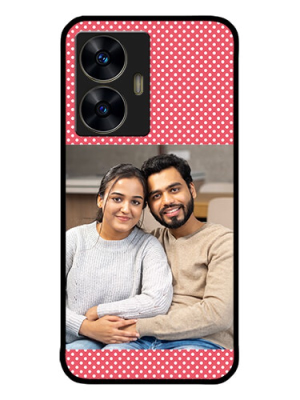 Custom Realme C55 Custom Metal Phone CaseWhite Dotted Design