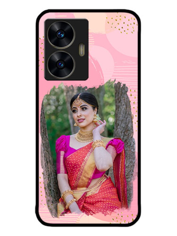 Custom Realme C55 Custom Metal Phone CaseGold Glitter Splash Design