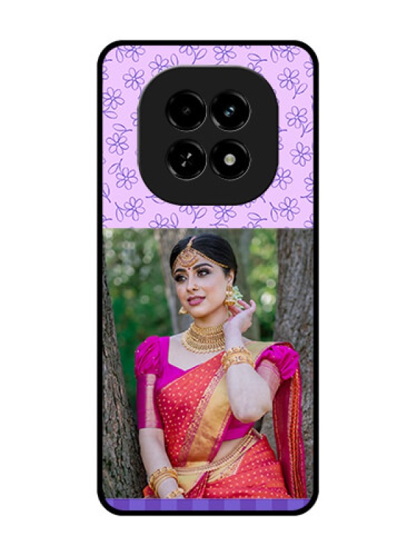 Custom Realme C63 5G Custom Metal Phone Case - Purple Floral Design