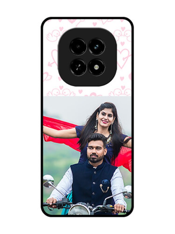 Custom Realme C63 5G Custom Metal Phone Case - Pink Flying Heart Design