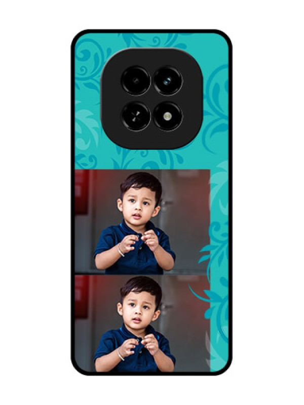 Custom Realme C63 5G Custom Metal Phone Case - With Photo And Green Floral Design