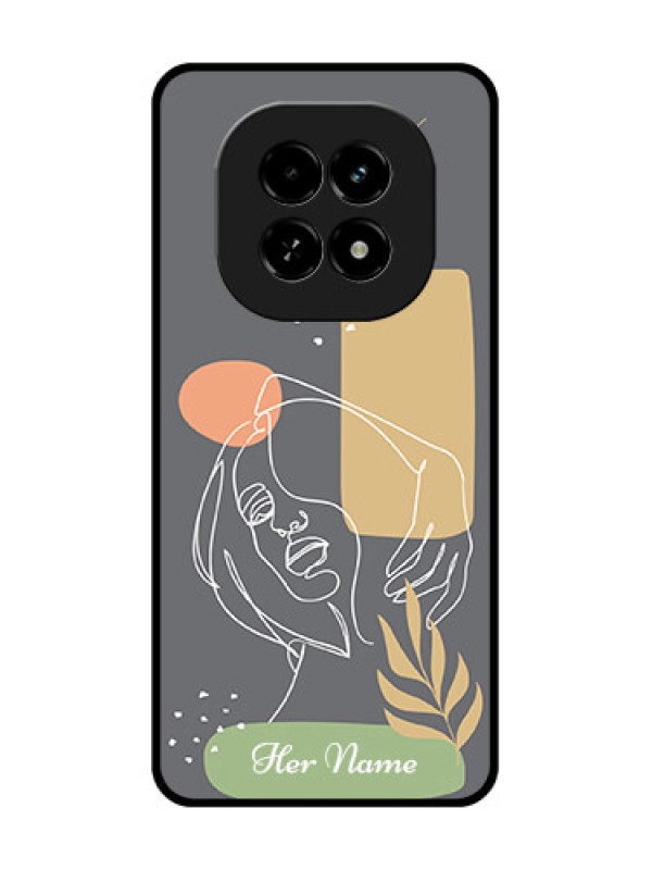 Custom Realme C63 5G Custom Metal Phone Case - Gazing Woman Line Art Design