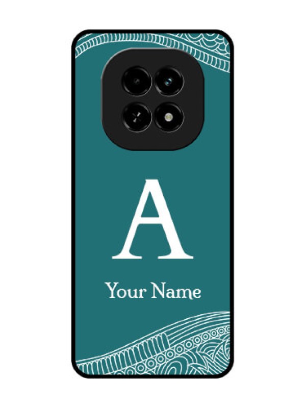 Custom Realme C63 5G Custom Metal Phone Case - Line Art Pattern With Custom Name Design