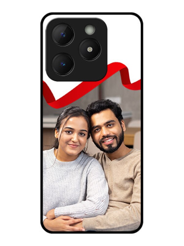 Custom Realme C63 Custom Metal Phone Case - Red Ribbon Frame Design