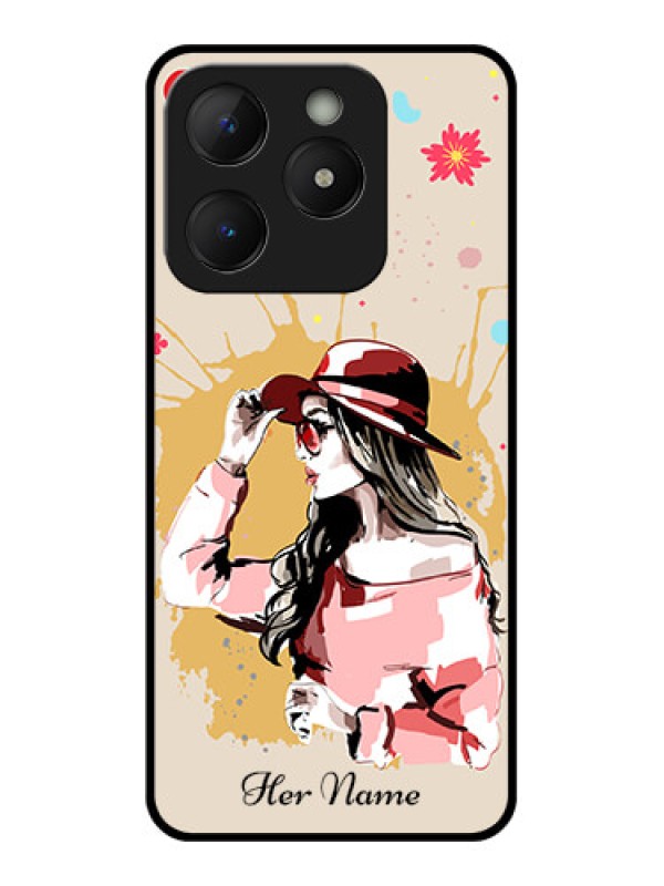 Custom Realme C63 Custom Metal Phone Case - Women With Pink Hat Design