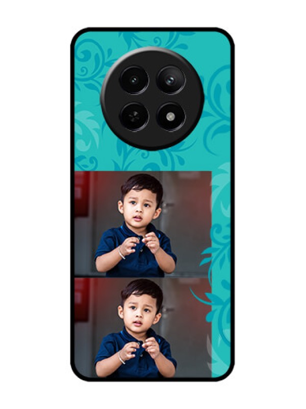 Custom Realme C65 5G Custom Metal Phone Case - With Photo And Green Floral Design