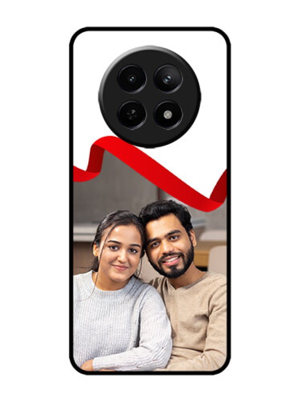 Custom Realme C65 5G Custom Metal Phone Case - Red Ribbon Frame Design